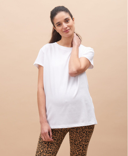 Jolibump - T-shirt grossesse manches courtes coton Bio Blanc XS