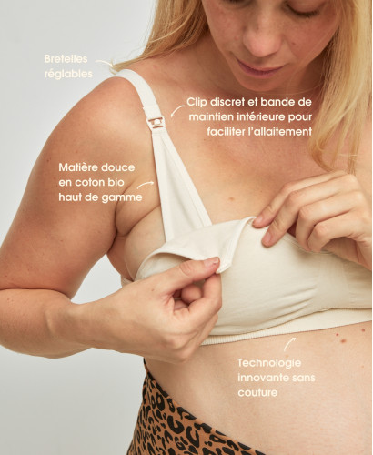 ZYLDDP Nursing Bra Underwire Support Padded Women's Bra Breastfeeding  Underwear (Color : Beige, Size : 40E)